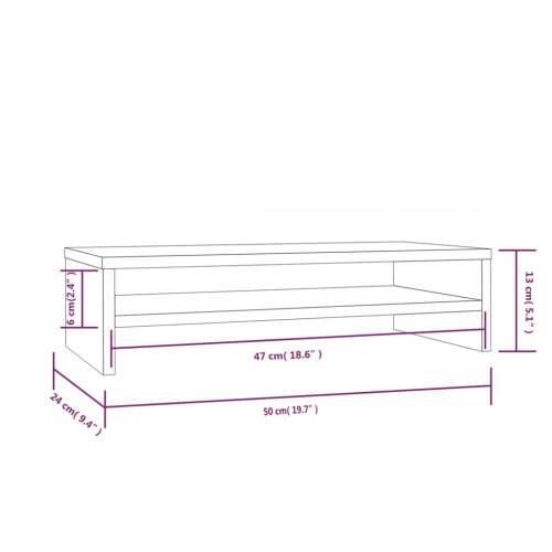 Stalak za monitor 50 x 24 x 13 cm od masivne borovine - Prirodna 1 Cijena