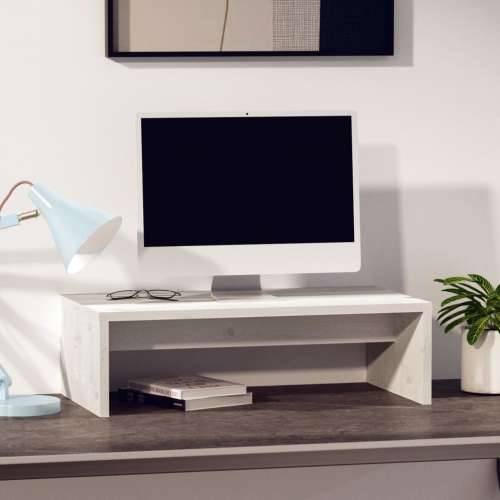 Stalak za monitor bijeli 50 x 27 x 15 cm od masivne borovine - Bijela 1 Cijena
