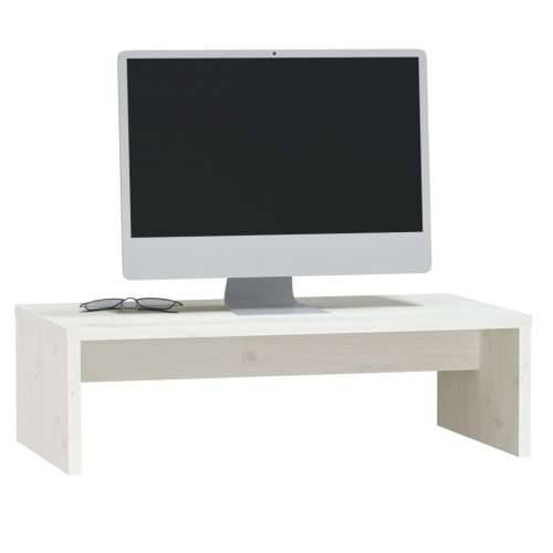 Stalak za monitor bijeli 50 x 27 x 15 cm od masivne borovine - Bijela 1 Cijena