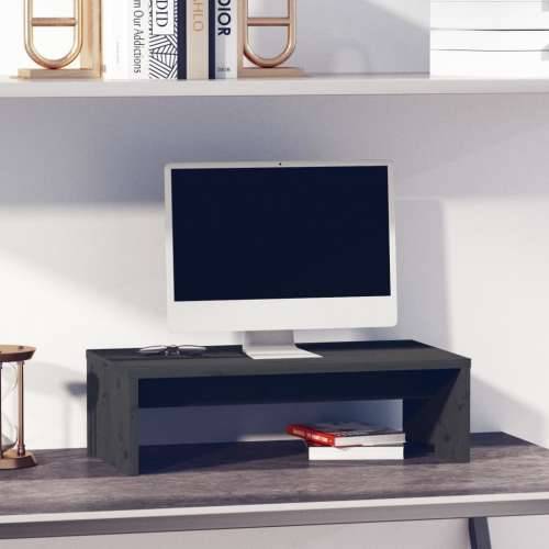 Stalak za monitor sivi 50 x 27 x 15 cm od masivne borovine