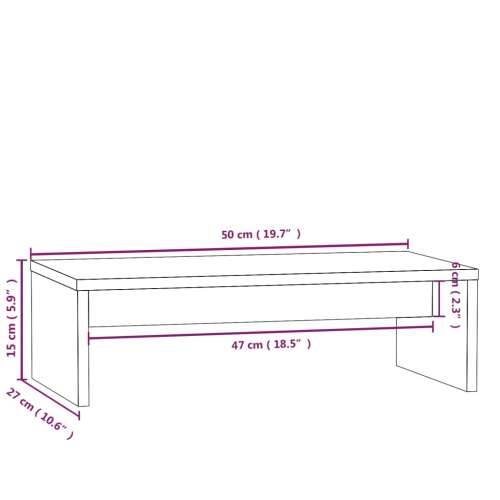 Stalak za monitor sivi 50 x 27 x 15 cm od masivne borovine Cijena