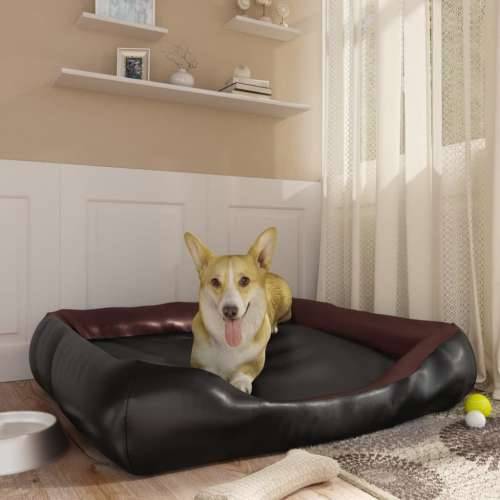 Krevet za pse crno-smeđi 105 x 80 x 25 cm od umjetne kože Cijena