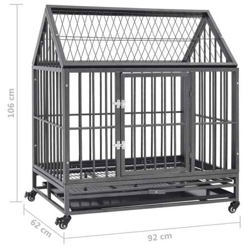 Kavez za pse s kotačima i krovom čelični 92 x 62 x 106 cm Cijena