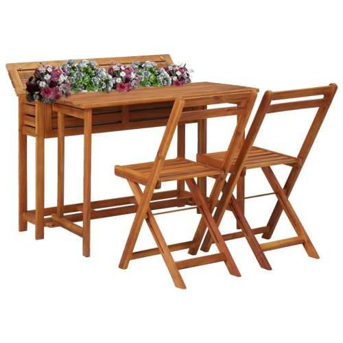 Vrtni stol sa sadilicom i 2 bistro stolice masivno drvo bagrema Cijena