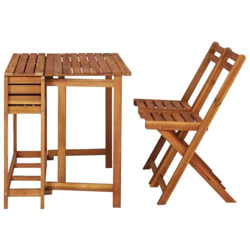 Vrtni stol sa sadilicom i 2 bistro stolice masivno drvo bagrema Cijena