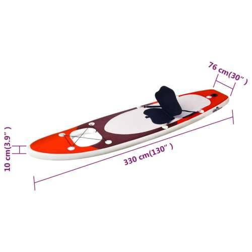 Set daske za veslanje stojeći na napuhavanje crveni 330x76x10cm Cijena
