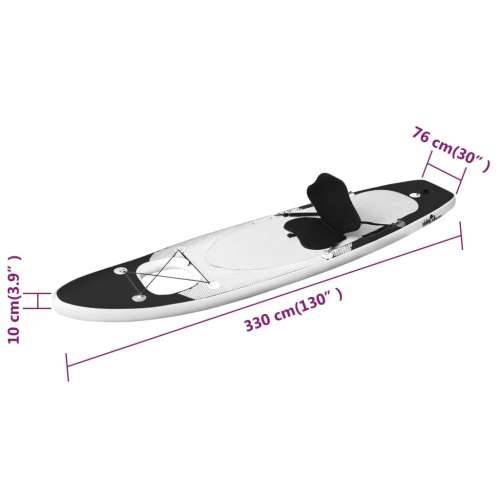 Set daske za veslanje stojeći na napuhavanje crni 330x76x10 cm Cijena