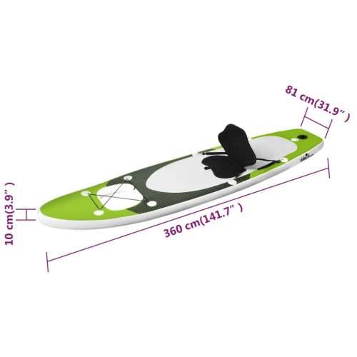 Set daske za veslanje stojeći na napuhavanje zeleni 360x81x10cm Cijena