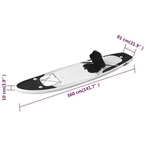 Set daske na napuhavanje za veslanje stojeći crni 360x81x10 cm Cijena