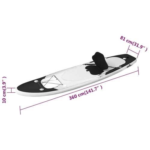 Set daske na napuhavanje za veslanje stojeći crni 360x81x10 cm - Crna 360 x 81 x 10 cm Cijena