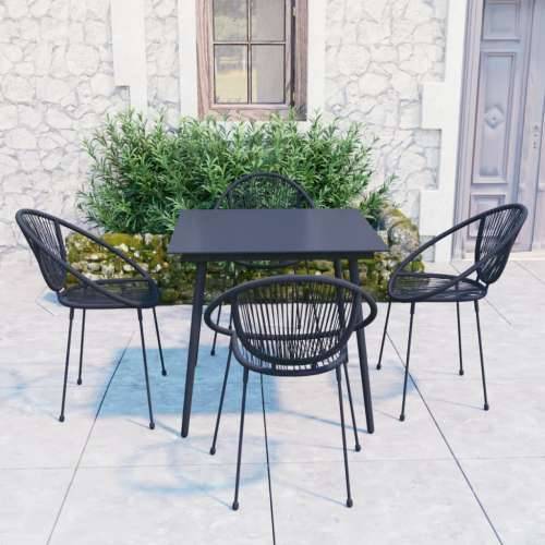 5-dijelni vrtni blagovaonski set od PVC ratana crni