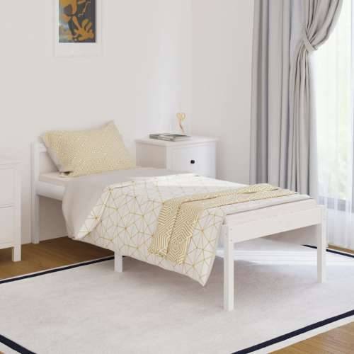 Krevet za starije osobe bijeli 75x190 cm mali masivna borovina