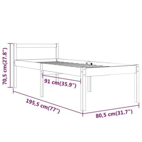 Okvir za krevet crni drveni 75 x 190 cm 2FT6 mali jednokrevetni Cijena