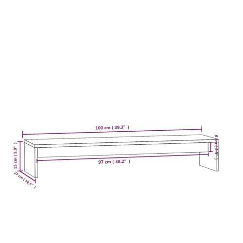 Stalak za monitor 100 x 27 x 15 cm od masivne borovine - Prirodna 1 Cijena