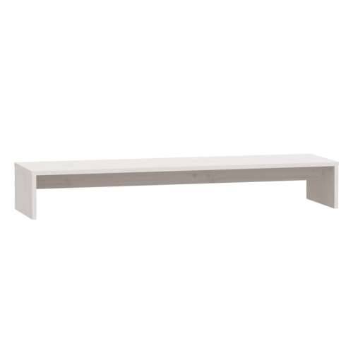 Stalak za monitor bijeli 100 x 27 x 15 cm od masivne borovine - Bijela 1 Cijena