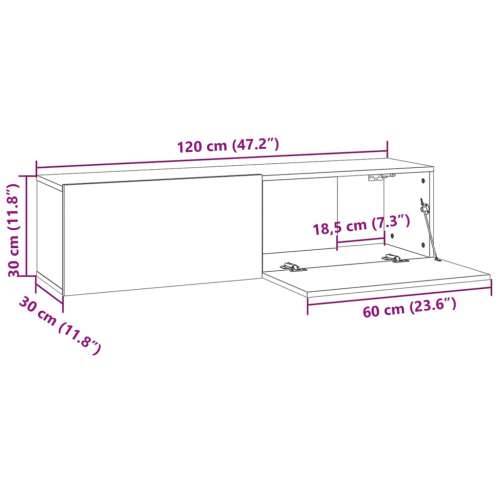 Zidni TV ormarić hrast sonoma 120x30x30 cm konstruirano drvo - Sivi hrast sonoma 1 120 cm Cijena