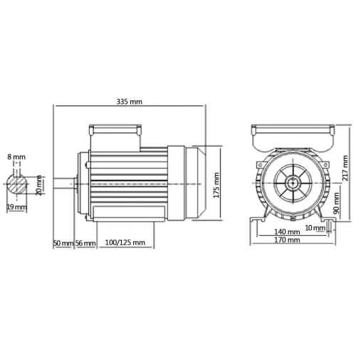 Jednofazni električni motor 1,5 kW / 2 KS 2 pola 2800 o/min Cijena