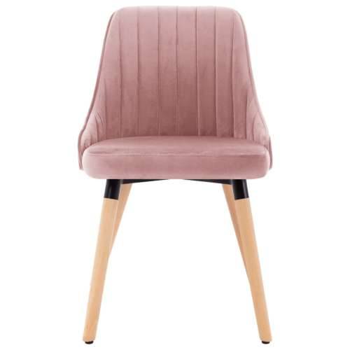 Blagovaonske stolice 4 kom ružičaste baršunaste Cijena