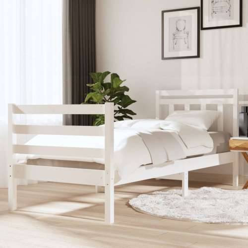Okvir za krevet od masivnog drva bijeli 90 x 200 cm Cijena