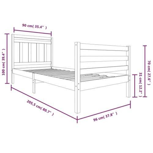 Okvir za krevet od masivnog drva bijeli 90 x 200 cm - Bijela 90 x 200 cm Cijena