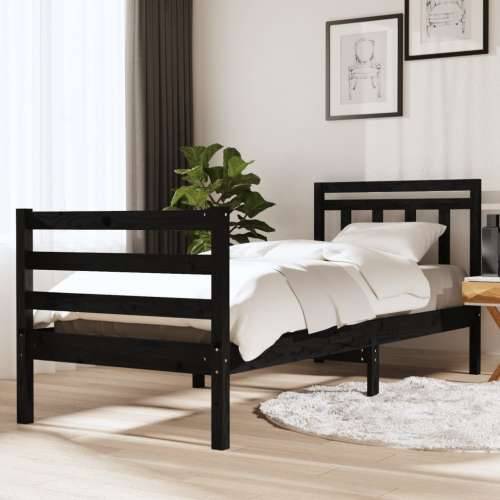 Okvir za krevet od masivnog drva crni 90 x 200 cm Cijena