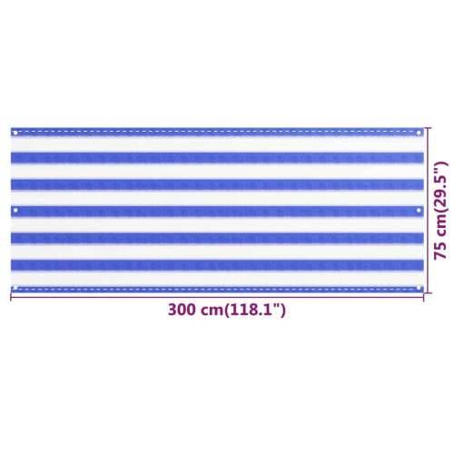 Balkonski zastor plavo-bijeli 75 x 300 cm HDPE Cijena