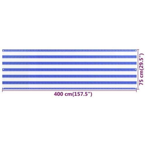 Balkonski zastor plavo-bijeli 75 x 400 cm HDPE Cijena