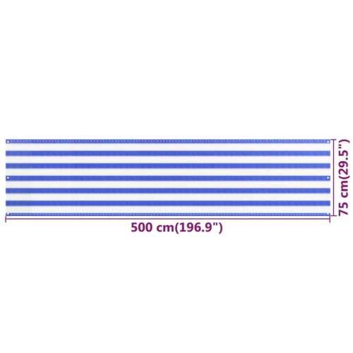 Balkonski zastor plavo-bijeli 75 x 500 cm HDPE Cijena