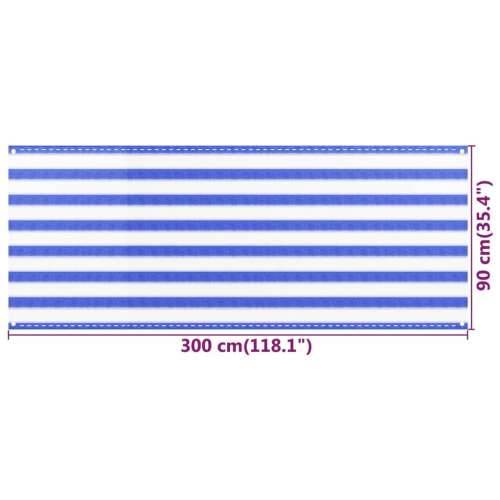Balkonski zastor plavo-bijeli 90 x 300 cm HDPE Cijena