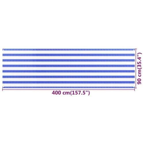 Balkonski zastor plavo-bijeli 90 x 400 cm HDPE Cijena