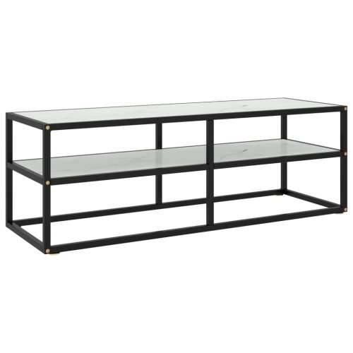 TV ormarić crni s bijelim mramornim staklom 120 x 40 x 40 cm - Bijela 1 120 cm Cijena