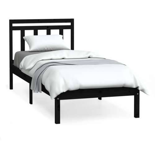 Okvir za krevet od masivnog drva crni 75 x 190 cm UK 2FT6 mali Cijena