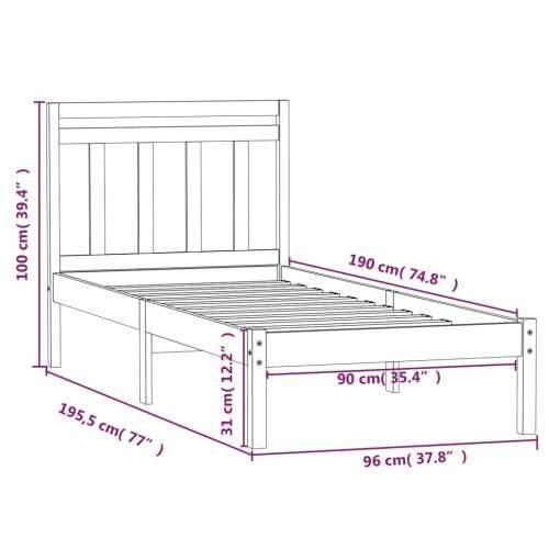Okvir za krevet od masivnog drva 90 x 190 cm 3FT jednokrevetni Cijena