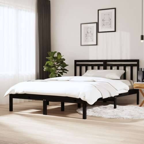Okvir za krevet od masivnog drva crni 150 x 200 cm 5FT King