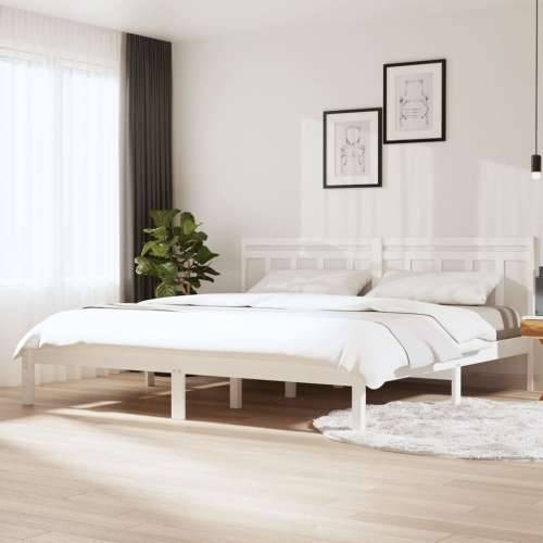 Okvir za krevet od masivnog drva bijeli 180 x 200 cm 6FT veliki