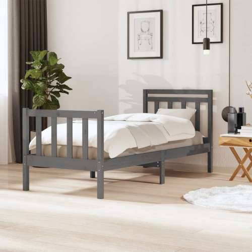 Okvir za krevet sivi od masivnog drva 90 x 190 cm jednokrevetni Cijena