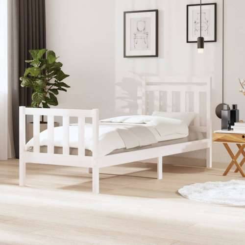 Okvir za krevet od masivnog drva bijeli 90 x 200 cm - Bijela 90 x 200 cm Cijena