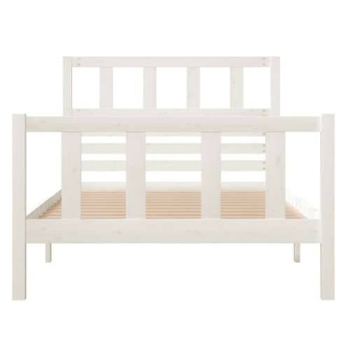 Okvir za krevet od masivnog drva bijeli 100 x 200 cm Cijena