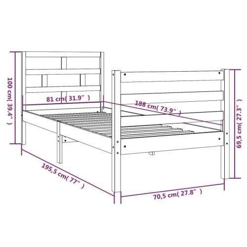 Okvir za krevet od masivnog drva crni 75 x 190 cm 2FT6 mali Cijena
