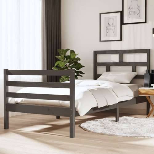 Okvir za krevet od masivnog drva sivi 90 x 190 cm jednokrevetni