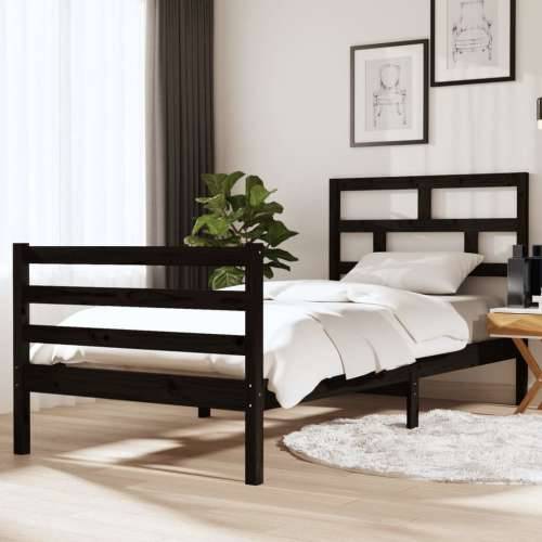 Okvir za krevet od masivnog drva crni 90 x 190 cm jednokrevetni