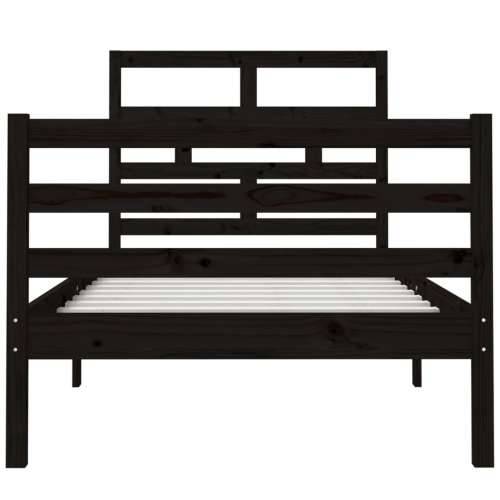 Okvir za krevet od masivnog drva crni 90 x 190 cm jednokrevetni Cijena