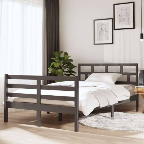 Okvir za krevet od masivnog drva sivi 120 x 190 cm mali bračni