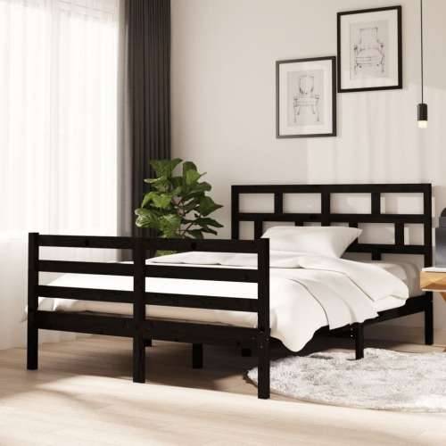 Okvir za krevet od masivnog drva crni 135 x 190 cm 4FT6 bračni