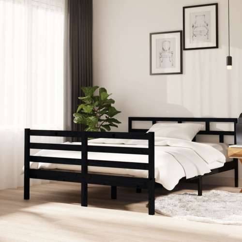 Okvir za krevet od masivne borovine crni 140 x 190 cm