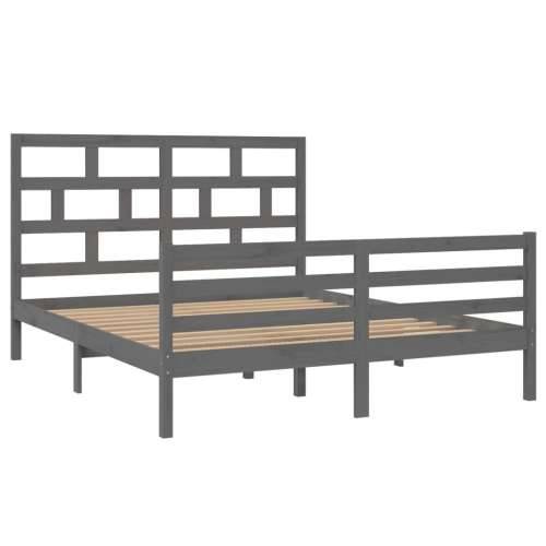 Okvir za krevet od masivnog drva sivi 150 x 200 cm 5FT King Cijena