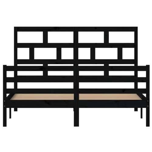 Okvir za krevet od masivnog drva crni 150 x 200 cm 5FT King Cijena
