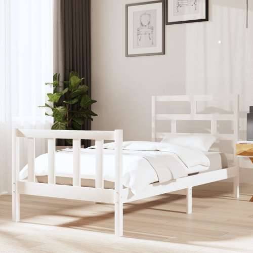 Okvir za krevet od masivne borovine bijeli 90 x 190 cm mali