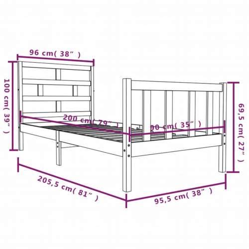Okvir za krevet od masivne borovine 90 x 200 cm - Prirodna 90 x 200 cm Cijena