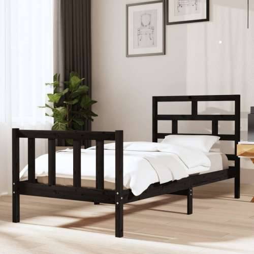 Okvir za krevet od masivne borovine crni 90 x 200 cm